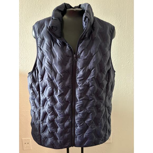 Tangerine Quilted Puffer Vest Jacket Womens Size Medium Dark Blue - Picture 1 of 4